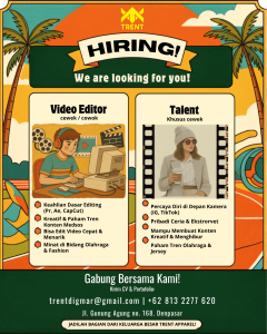 Lowongan Kerja Sebagai Video Editor dan Talent untuk Trent Apparel Penempatan di Denpasar
