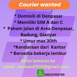Lowongan Kerja Sebagai Courier untuk CV. SANWAN Penempatan di Bali
