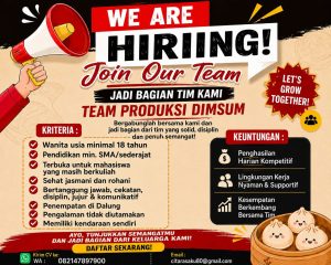 Lowongan Kerja Sebagai Team Produksi Dimsum untuk Penempatan di Dalung, Badung