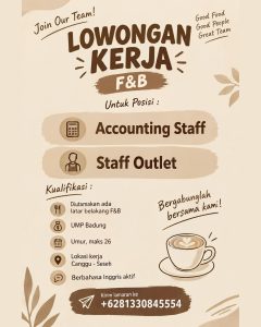 Lowongan Kerja Sebagai Accounting Staff dan Staff Outlet untuk Just Oats Penempatan di Canggu, Badung