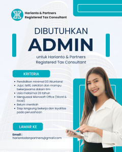 Lowongan Kerja Sebagai Admin untuk Harianto & Partners Registered Tax Consultant Penempatan di Denpasar