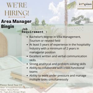Lowongan Kerja Sebagai Area Manager, Assistant Area Manager, SPV Housekeeping, MEP / Civil Engineering, Housekeeping Part Time untuk Impian Property Management Penempatan di Bali