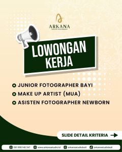 Lowongan Kerja Sebagai Asisten Photographer Baby Newborn, Makeup Artist (MUA), Junior Photographer untuk Arkana Studio Bali Penempatan di Denpasar