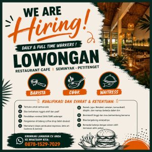 Lowongan Kerja Sebagai Barista, Cook dan Waitress untuk WACKO Bali Penempatan di Seminyak, Badung