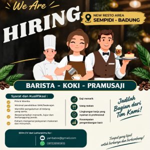 Lowongan Kerja Sebagai Barista, Koki dan Pramusaji untuk New Restaurant Penempatan di Sempidi, Badung