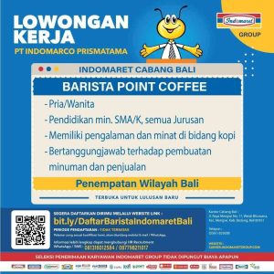 Lowongan Kerja Sebagai Barista & Store Crew untuk Indomaret Group Penempatan di Bali