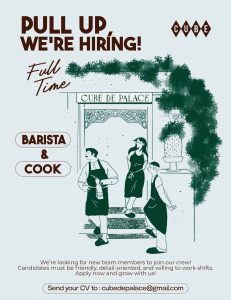 Lowongan Kerja Sebagai Barista dan Cook untuk CUBE DE PALACE Penempatan di Badung
