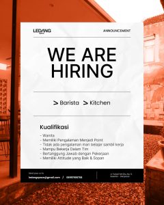 Lowongan Kerja Sebagai Barista dan Kitchen utnuk LEDANG Space Penempatan di Denpasar