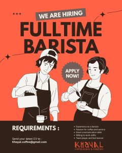 Lowongan Kerja Sebagai Barista untuk KHAYAL Coffee & Eatery Penempatan di Denpasar