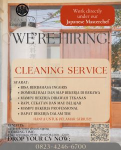 Lowongan Kerja Sebagai Cleaning Service untuk IZAKAYA Kome Penempatan di Badung