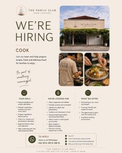 Lowongan Kerja Sebagai Cook dan Waitress & Kitchen Crew untuk The Family Club Penempatan di Badung