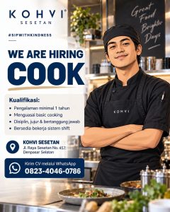 Lowongan Kerja Sebagai Cook untuk KOHVI Sesetan Penempatan di Denpasar