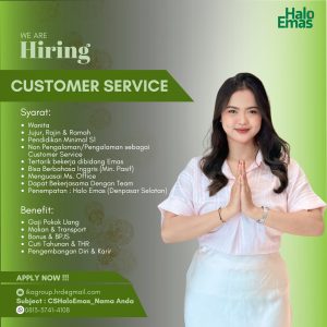 Lowongan Kerja Sebagai Customer Service untuk Halo Emas Penempatan di Denpasar

