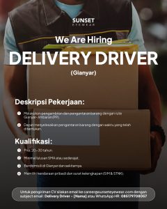 Lowongan Kerja Sebagai Delivery Driver untuk Sunset Eyewear Penempatan di Gianyar