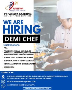 Lowongan Kerja Sebagai Demi Chef untuk PAREWA Bali Penempatan di Badung