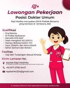 Lowongan Kerja Sebagai Dokter Umum untuk Apotek Rapi Medhika Penempatan di Jembarana