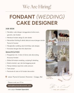 Lowongan Kerja Sebagai Fondant (Wedding) Cake Designer untuk Thyme and Caramel Penempatan di Canggu, Badung