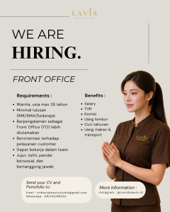 Lowongan Kerja Sebagai Front Office untuk LAVIS Beauty Penempatan di Denpasar