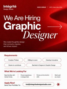 Lowongan Kerja Sebagai Graphic Designer untuk Integrite Design Studio Penempatan di Denpasar