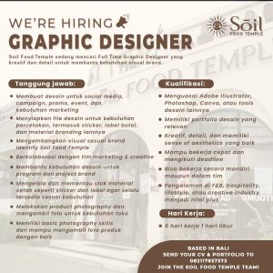 Lowongan Kerja Sebagai Graphic Designer untuk Soil Food Temple Penempatan di Badung