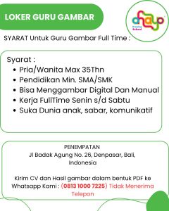 Lowongan Kerja Sebagai Guru Gambar untuk Ohayo Penempatan di Denpasar