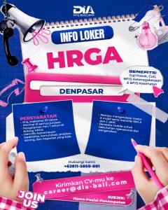 Lowongan Kerja Sebagai HRGA dan Purchasing untuk Duta Indah Abadi Penempatan di Denpasar