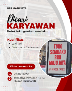 Lowongan Kerja Sebagai Karyawan Toko untuk RRR Maju Jaya Penempatan di Denpasar