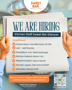 Lowongan Kerja Sebagai Kitchen Staff Sweet Bar untuk Sweet Bar & Nadhimart Stationery Penempatan di Gianyar