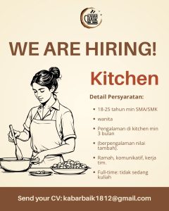 Lowongan Kerja Sebagai Kitchen Team untuk Kabar Baik Coffee & Eatery Penempatan di Denpasar