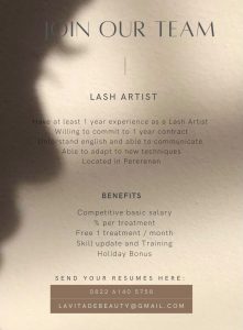 Lowongan Kerja Sebagai Lash Artist untuk Lavita De Beauty Penempatan di Pererenan, Badung