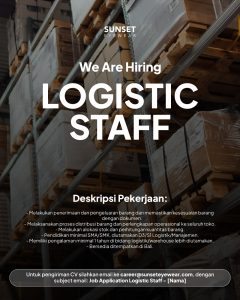 Lowongan Kerja Sebagai Logistic Staff untuk Sunset Eyewear Penempatan di Denpasar