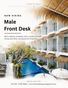 Lowongan Kerja Sebagai Male Front Desk untuk Khaiyyara Hotel Penempatan di Badung
