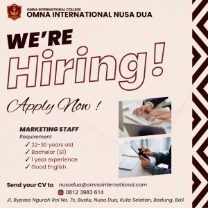 Lowongan Kerja Sebagai Marketing Staff untuk Omna International Nusa Dua Penempatan di Badung
