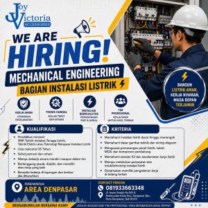 Lowongan Kerja Sebagai Mechanical Engineering untuk Joy Victoria Accessories Penempatan di Denpasar
