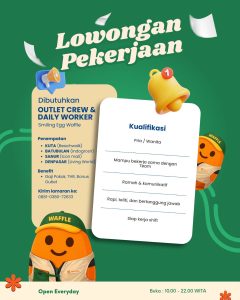 Lowongan Kerja Sebagai Outlet Crew & Daily Worker untuk Smiling Egg Waffle Penempatan di Bali