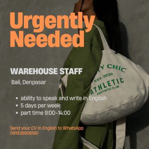 Lowongan Kerja Sebagai Part Time Warehouse Staff untuk Penempatan di Denpasar