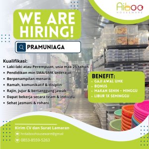 Lowongan Kerja Sebagai Pramuniaga, Driver, Kasir, Gudang, E-commerce untuk Aiboo Houseware Penempatan di Badung