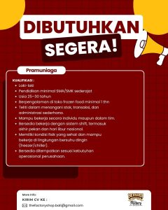 Lowongan Kerja Sebagai Pramuniaga untuk BERNARDI Factory Penempatan di Denpasar