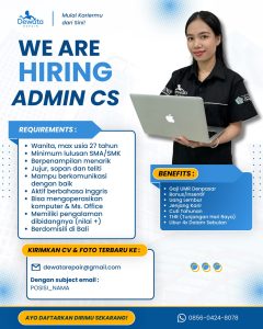 Lowongan Kerja Sebagai Program Teknisi HP, Admin Customer Service untuk Dewata Repair Penempatan di Denpasar