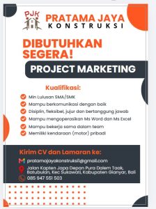 Lowongan Kerja Sebagai Project Marketing untuk Pratama Jaya Konstruksi Penempatan di Batubulan, Gianyar