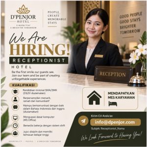 Lowongan Kerja Sebagai Receptionist untuk D'PENJOR Hotel Penempatan di Badung