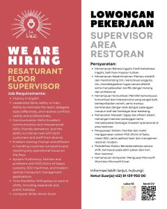 Lowongan Kerja Sebagai Restaurant Floor Supervisor untuk La Luz Penempatan di Gianyar
