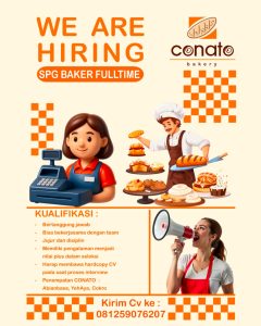 Lowongan Kerja Sebagai SPG Baker untuk CONATO BAKERY Penempatan di Bali