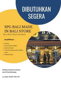 Lowongan Kerja Sebagai SPG untuk Bali Made in Store Penempatan di Bali
