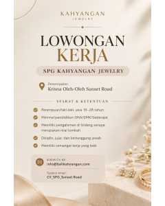 Lowongan Kerja Sebagai SPG untuk Kahyangan Jewelry Penempatan di Badung