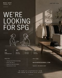 Lowongan Kerja Sebagai SPG untuk MUSE SHOP Penempatan di Canggu, Badung