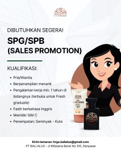 Lowongan Kerja Sebagai SPG/SPB (Sales Promotion) untuk Moksa Penempatan di Seminyak, Badung