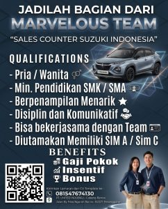 Lowongan Kerja Sebagai Sales Counter untuk Suzuki Indonesia Penempatan di Benoa, Badung