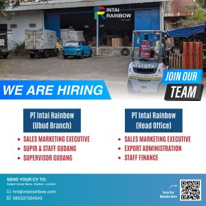 Lowongan Kerja Sebagai Sales Marketing Executive, Supir & Staff Gudang, SPV Gudang, Export Administration dan Staff Finance untuk Intai Rainbow Penempatan di Bali