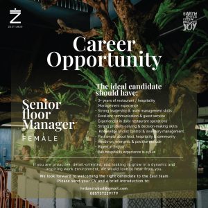 Lowongan Kerja Sebagai Senior Floor Manager untuk ZEST UBUD Penempatan di Gianyar